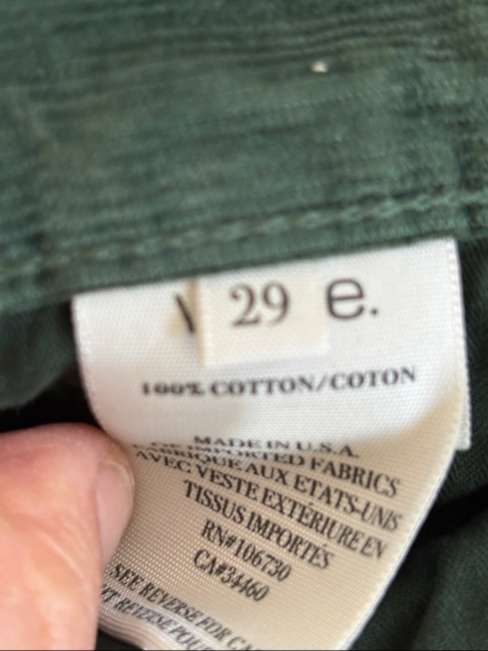 Vince Men's Green Corduroy Pants Size 29 - Picture 6 of 10